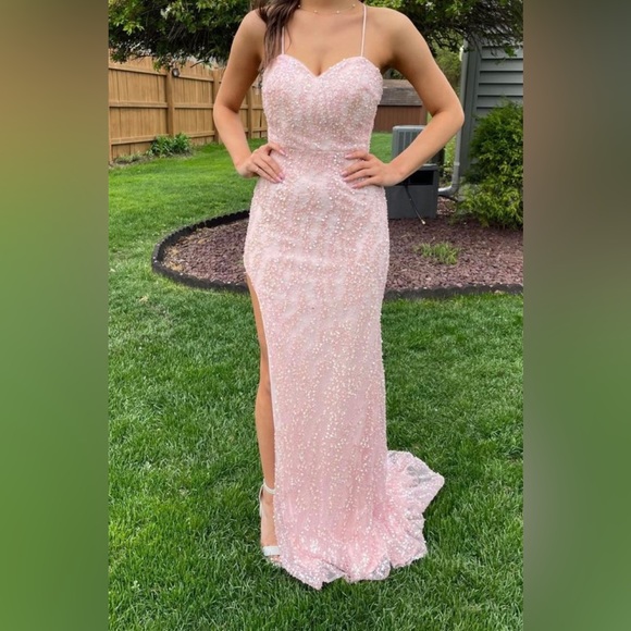 Light pink beaded prom dress - Picture 3 of 4